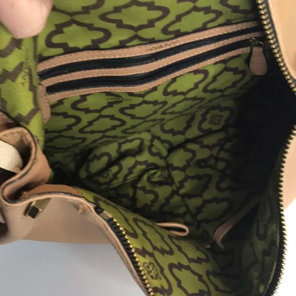 Dr Yany Brown Leather Color Block Shoulder Bag